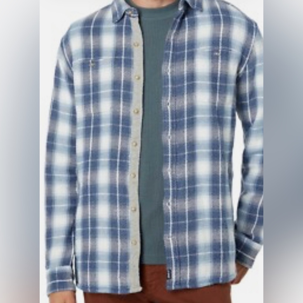 johnnie-O Blue and White Plaid Shacket